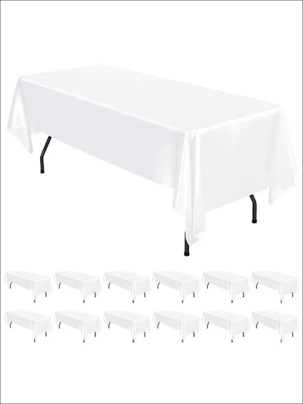 Satin Tablecloth 12 Pack 57x108 Inch Wrinkle Resistant Rectangle Dining